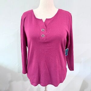 NWT Karen Scott 3/4 Sleeve Burgundy XL Top
